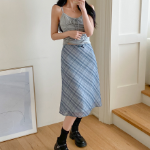 Клетчатая миди-юбка с бантом и лёгким шифоном