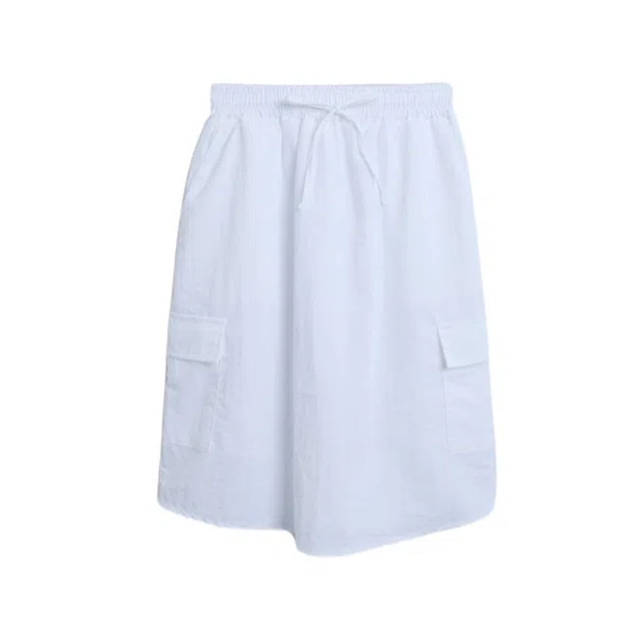 Женская миди-юбка с накладными карманами из нейлона