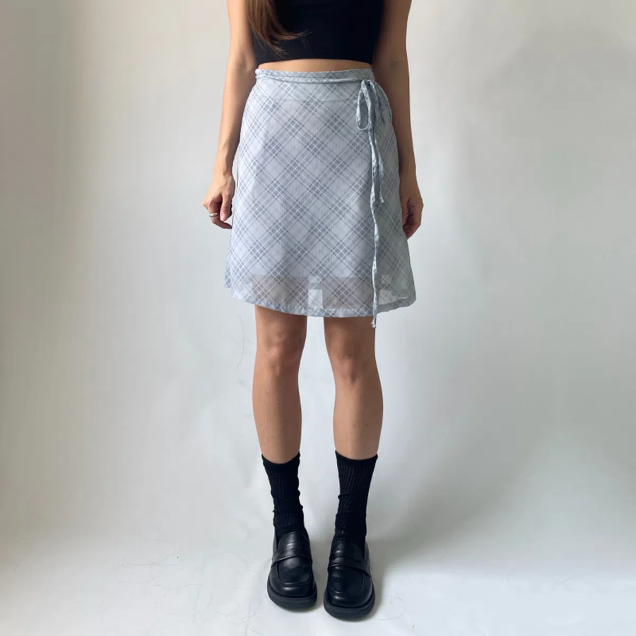 Клетчатая шифоновая миди-юбка в стиле балеткор