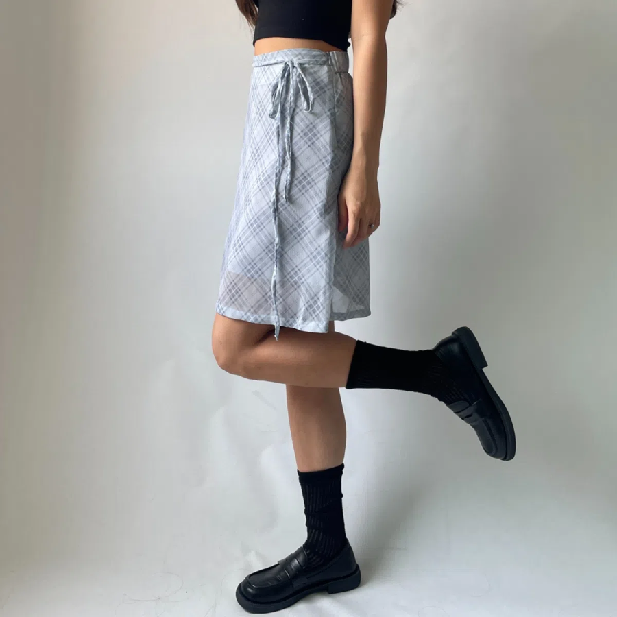 Клетчатая шифоновая миди-юбка в стиле балеткор