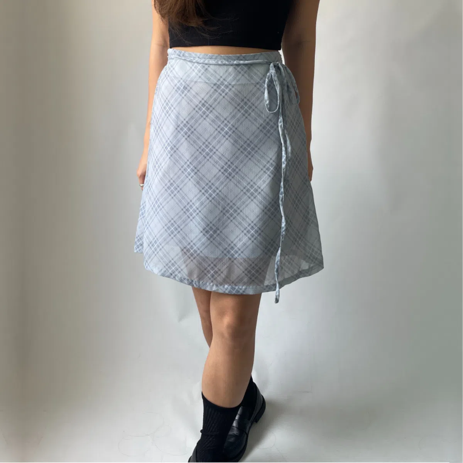 Клетчатая шифоновая миди-юбка в стиле балеткор