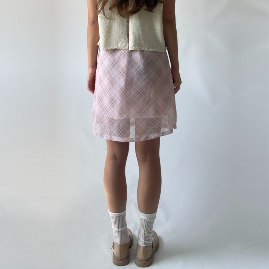 Клетчатая шифоновая миди-юбка в стиле балеткор