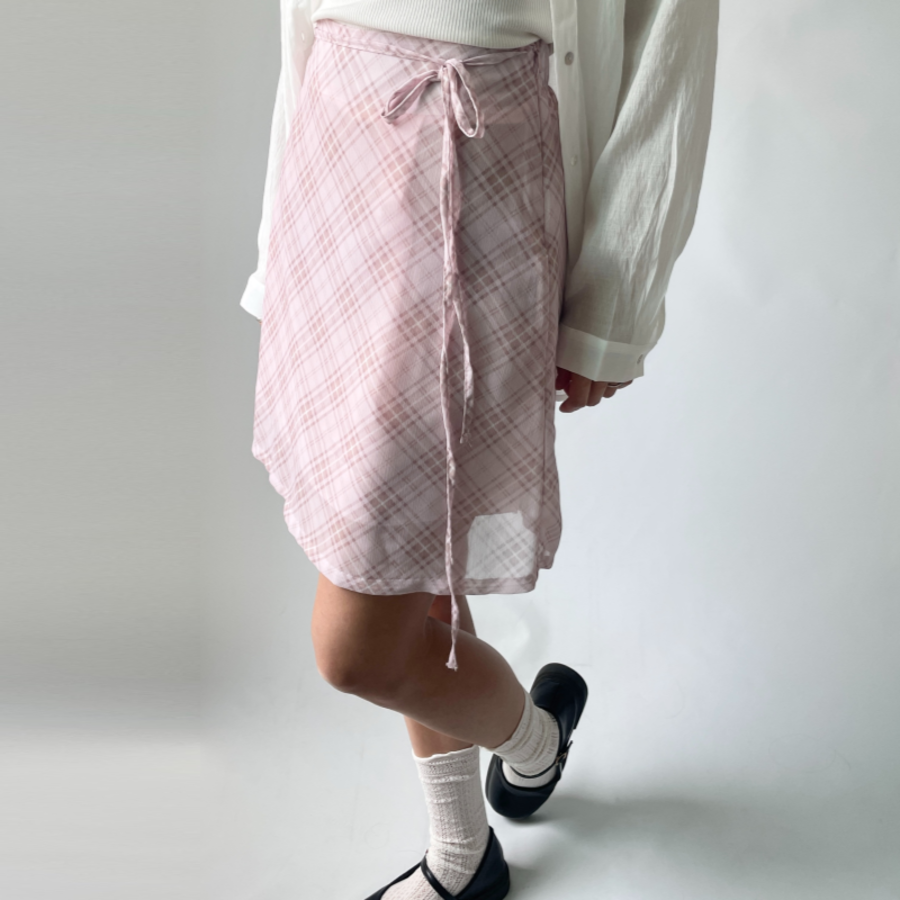 Клетчатая шифоновая миди-юбка в стиле балеткор