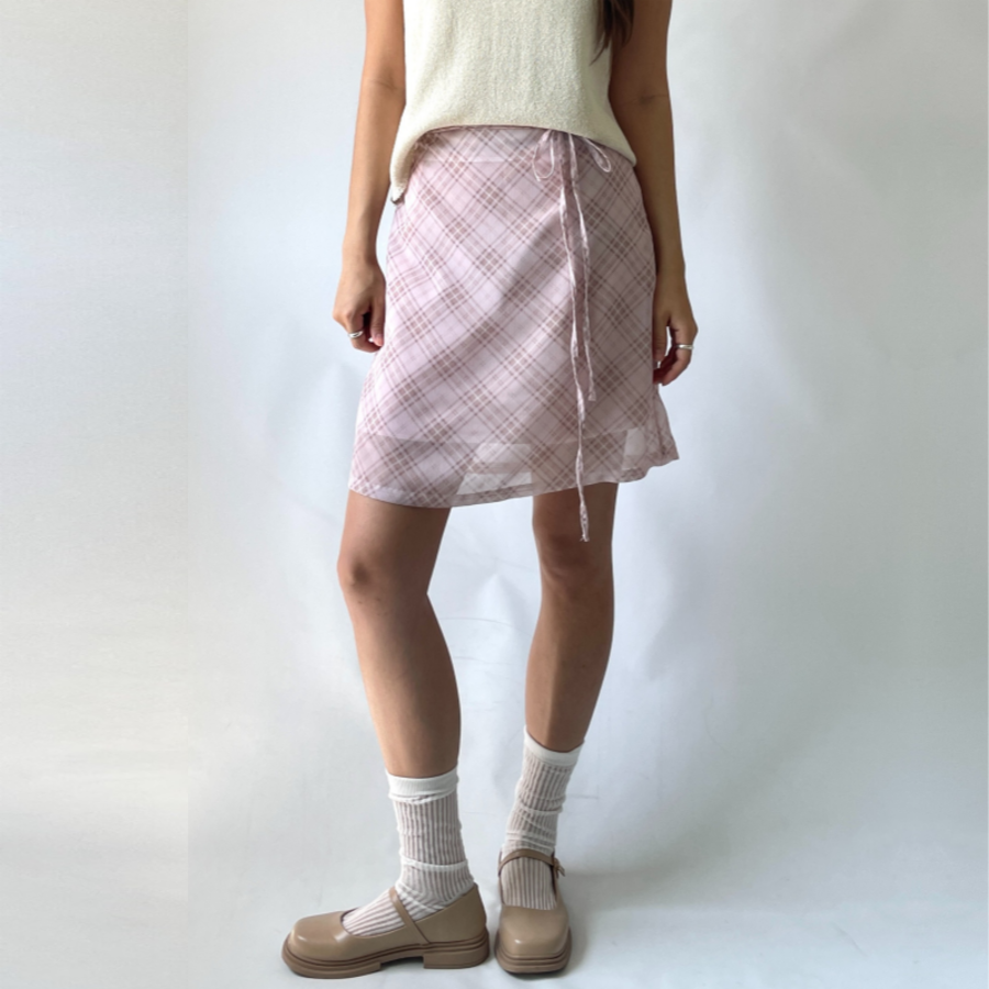 Клетчатая шифоновая миди-юбка в стиле балеткор