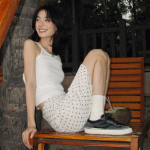 Полупрозрачная миди-юбка в горошек