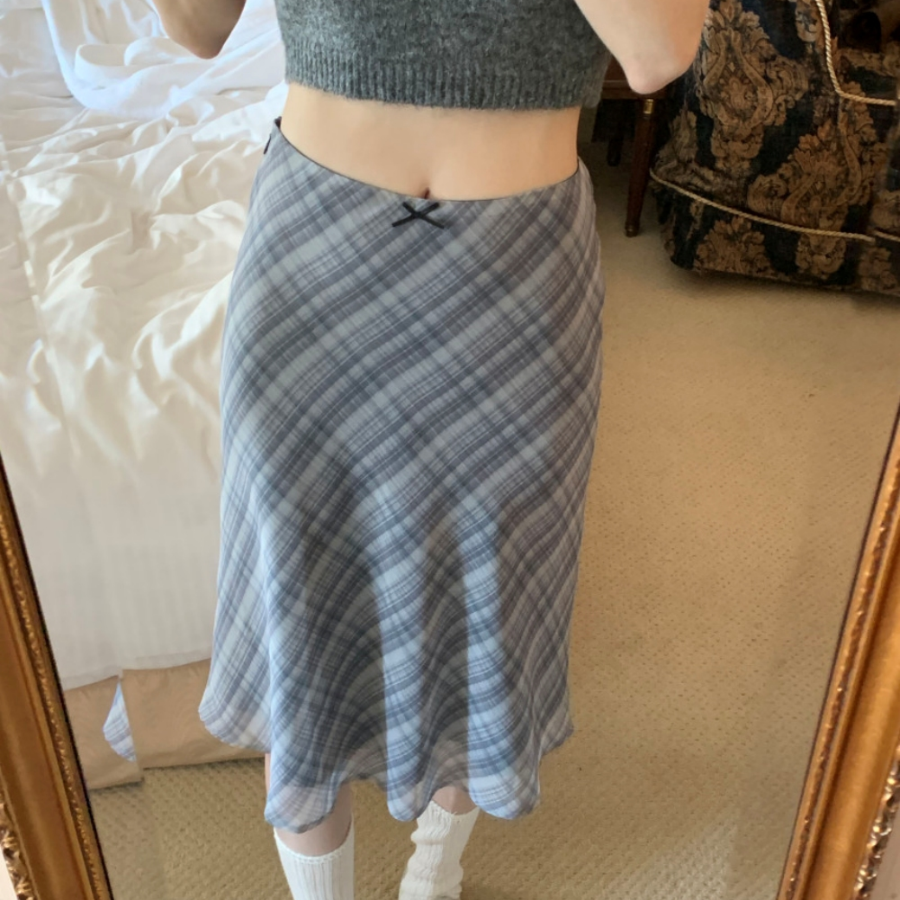 Клетчатая шифоновая миди-юбка