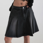 Джинсовая миди-юбка плиссе в теннисном стиле с A-силуэтом