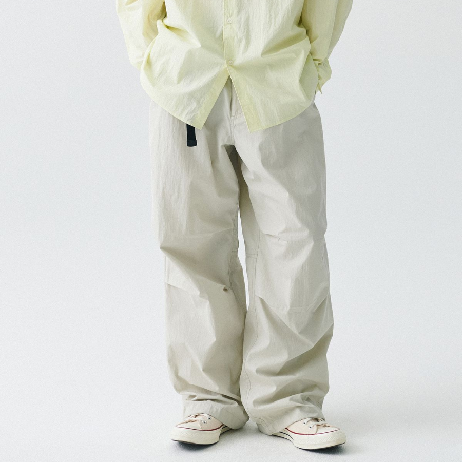 City Leisure CN Wide Belted Parachute Pants [Dusty Cream]