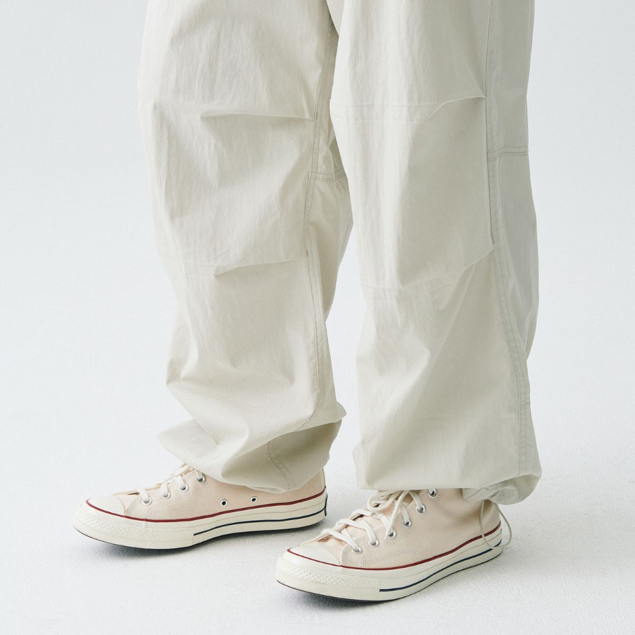 City Leisure CN Wide Belted Parachute Pants [Dusty Cream]