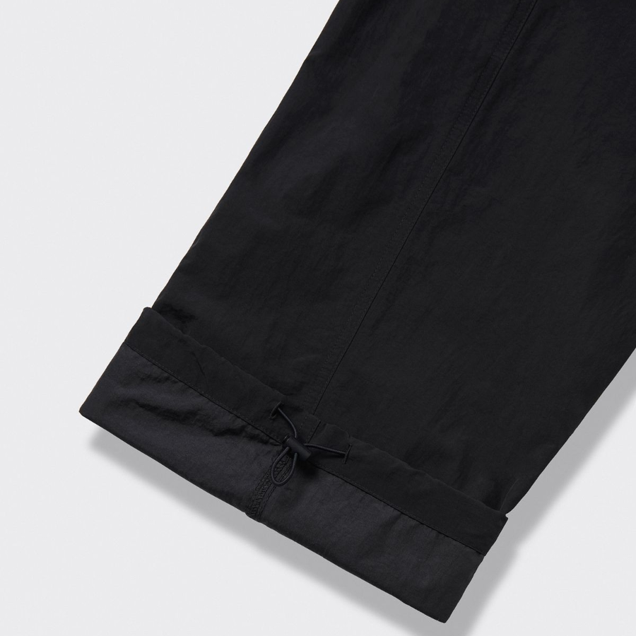 Nylon One-Tuck Wide String Pants [Black]