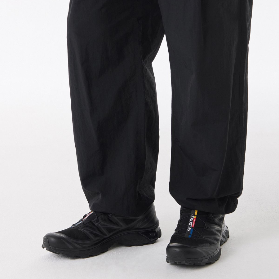 Nylon One-Tuck Wide String Pants [Black]