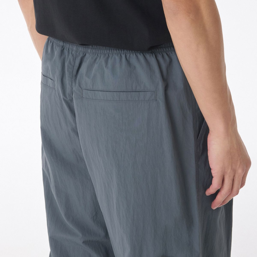 Nylon One-Tuck Wide String Pants [Blue Gray]