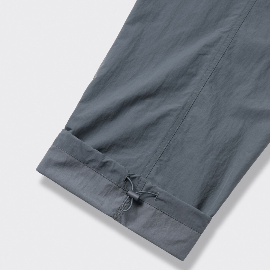 Nylon One-Tuck Wide String Pants [Blue Gray]