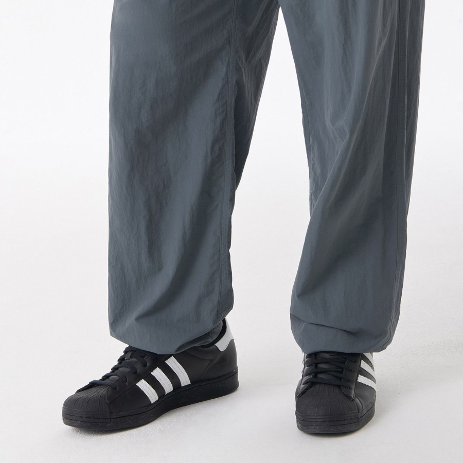 Nylon One-Tuck Wide String Pants [Blue Gray]