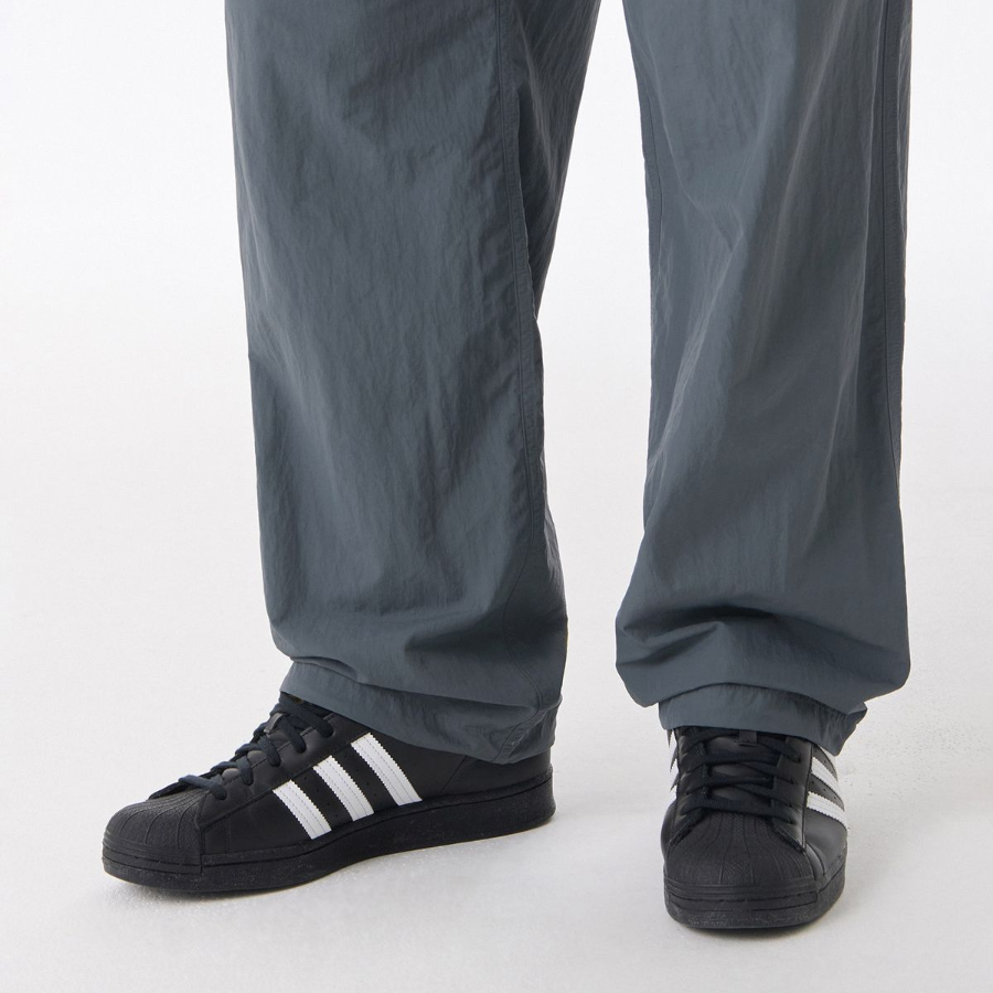 Nylon One-Tuck Wide String Pants [Blue Gray]