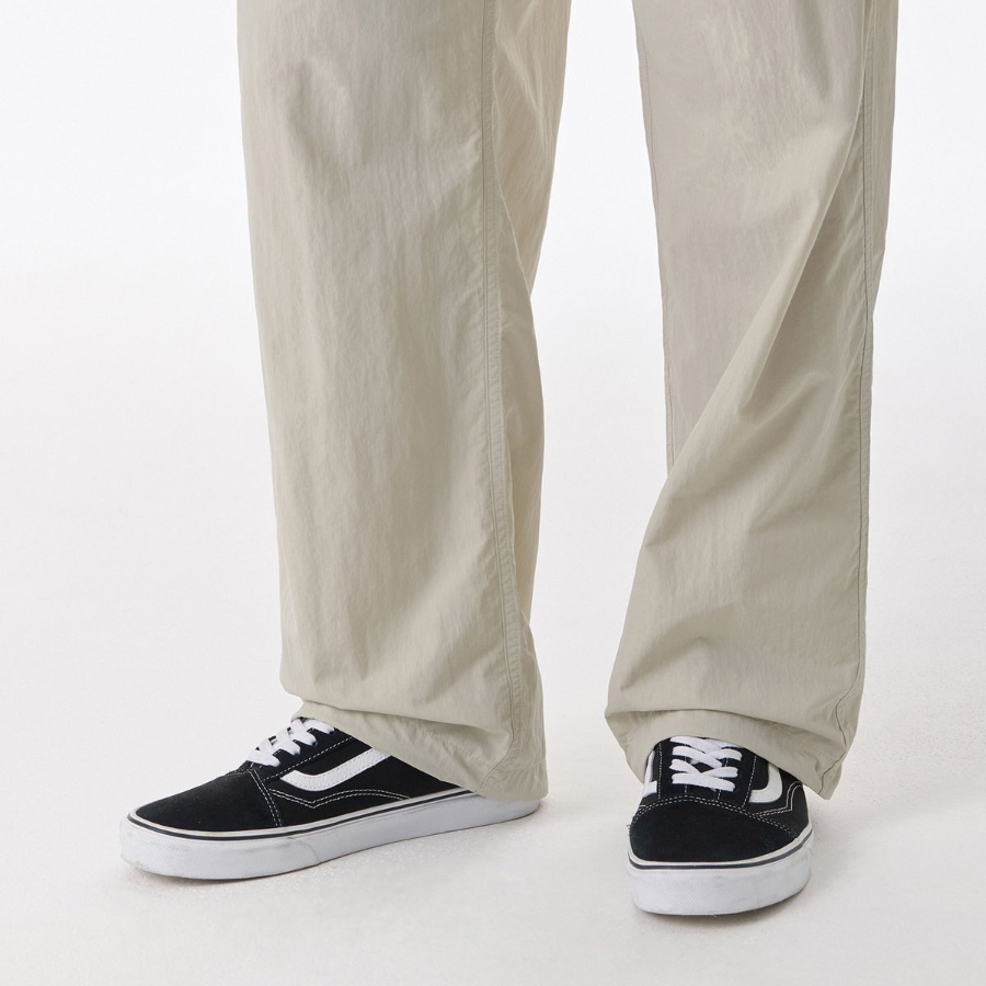 Nylon One-Tuck Wide String Pants [Dusty Cream]