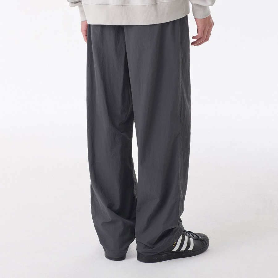 Nylon One-Tuck Wide String Pants [Gray]