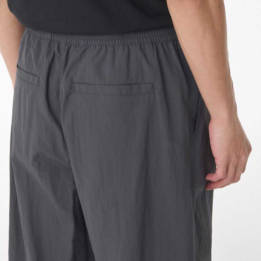 Nylon One-Tuck Wide String Pants [Gray]