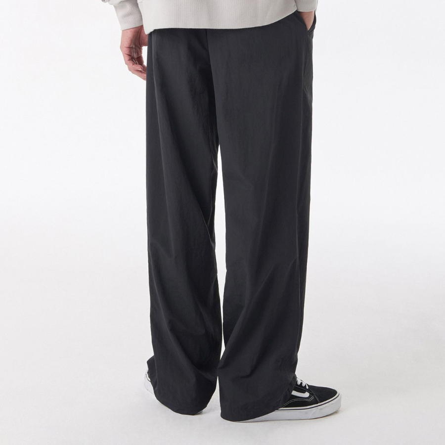 Nylon One-Tuck Wide String Pants [Dark Gray]