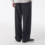 Nylon One-Tuck Wide String Pants [Dark Gray]