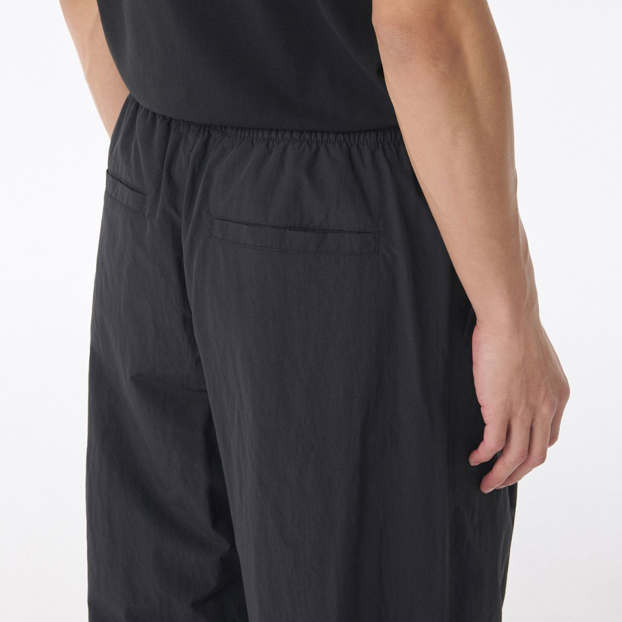 Nylon One-Tuck Wide String Pants [Dark Gray]