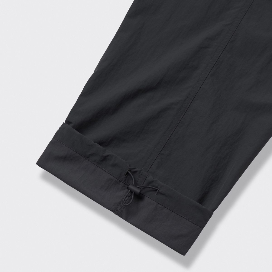 Nylon One-Tuck Wide String Pants [Dark Gray]