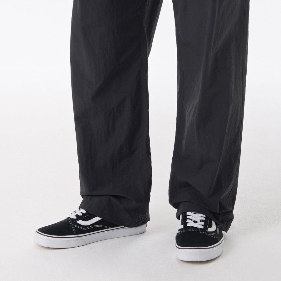 Nylon One-Tuck Wide String Pants [Dark Gray]