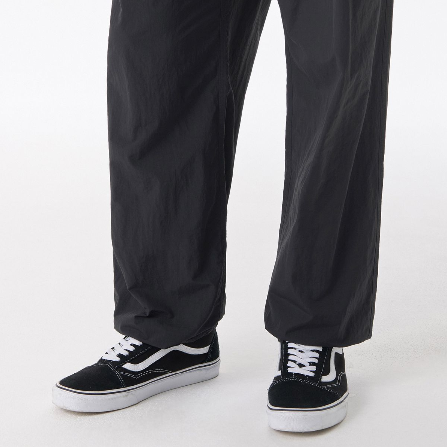Nylon One-Tuck Wide String Pants [Dark Gray]