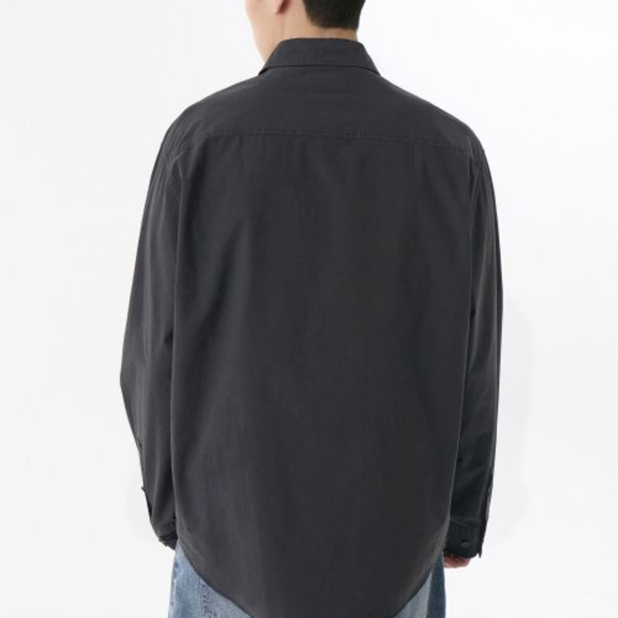 Musinsa Standard Relaxed Cotton Tencel Pigment Shirt – Charcoal Grey