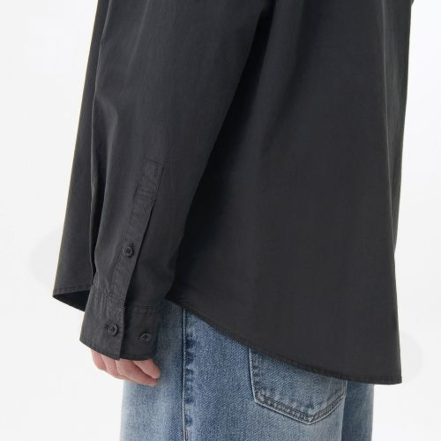 Musinsa Standard Relaxed Cotton Tencel Pigment Shirt – Charcoal Grey