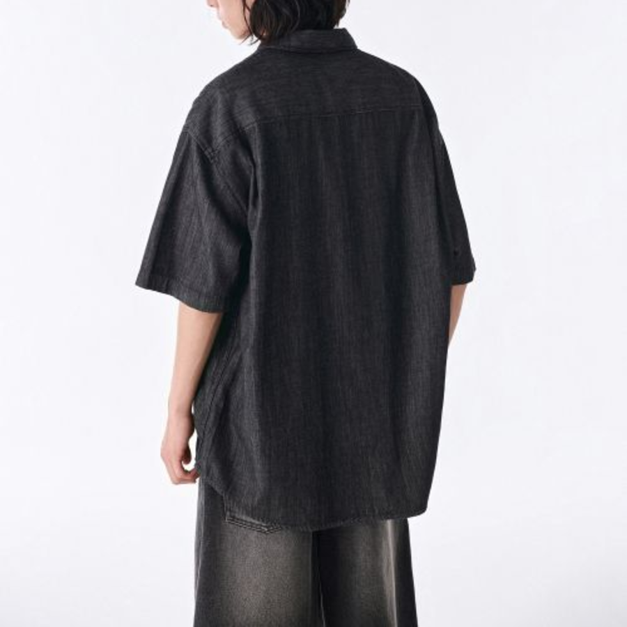 Musinsa Standard Oversized Short Sleeve Denim Shirt – Black