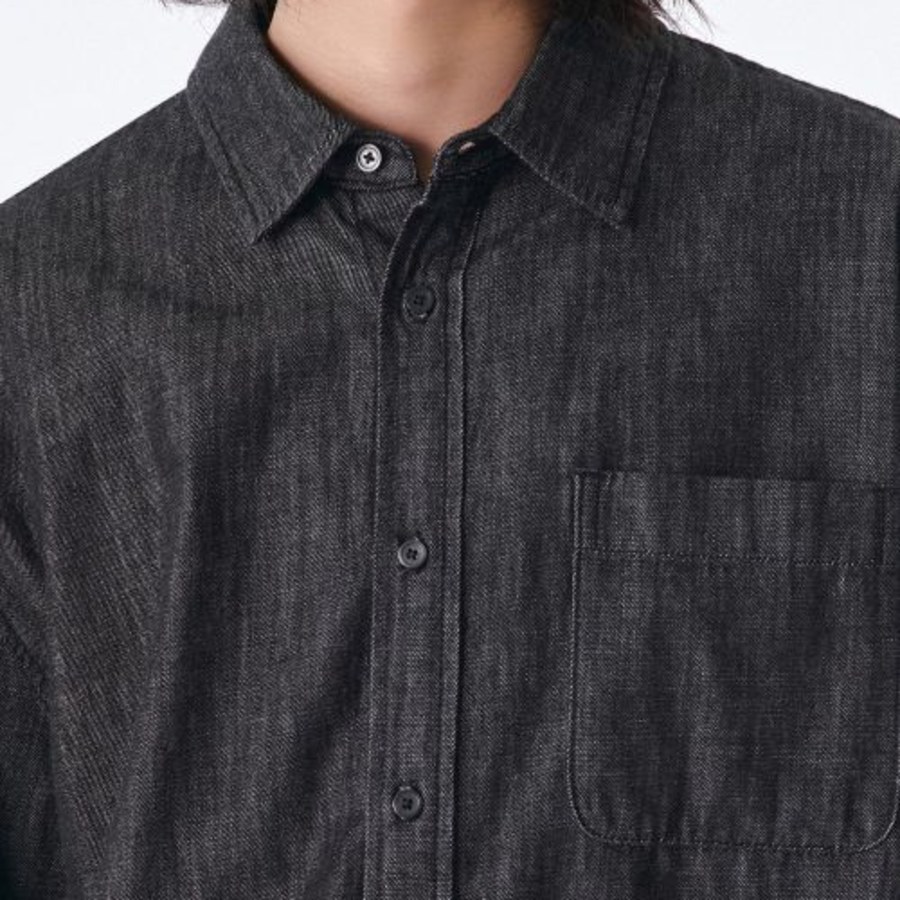 Musinsa Standard Oversized Short Sleeve Denim Shirt – Black