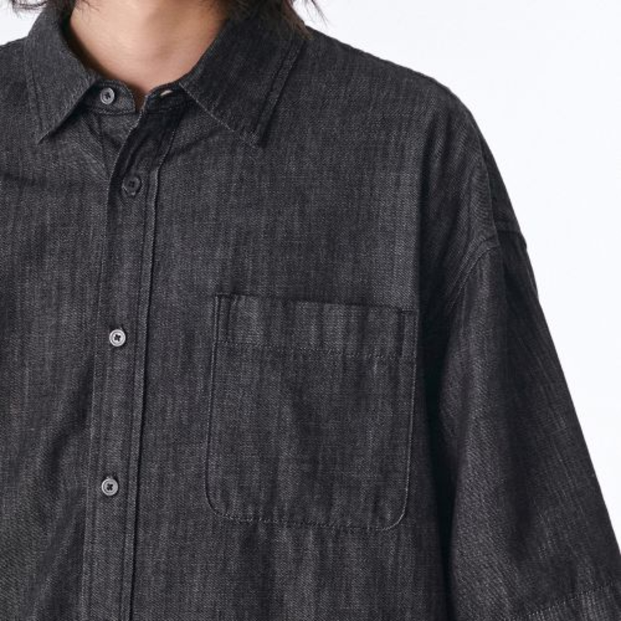 Musinsa Standard Oversized Short Sleeve Denim Shirt – Black