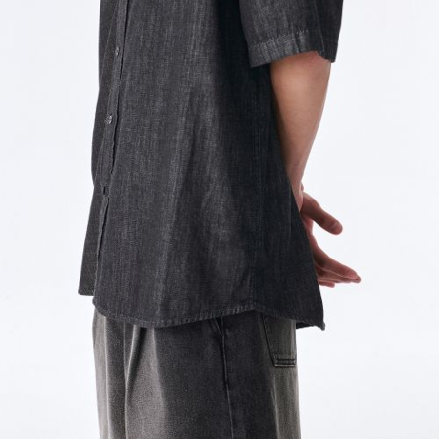 Musinsa Standard Oversized Short Sleeve Denim Shirt – Black