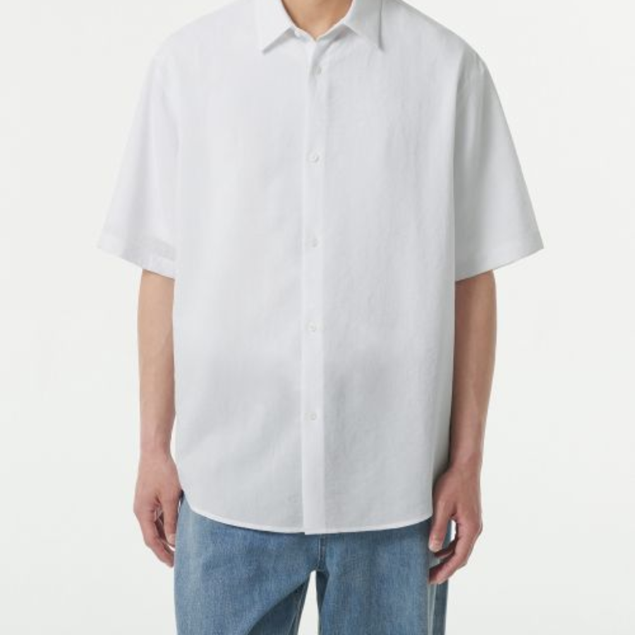 Musinsa Standard Relaxed Linen-Like Short Sleeve Shirt – White