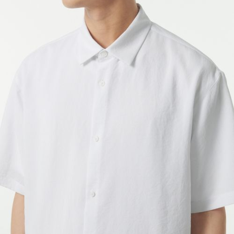 Musinsa Standard Relaxed Linen-Like Short Sleeve Shirt – White