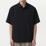 Musinsa Standard Relaxed Linen-Like Tunic Short Sleeve Shirt – Black