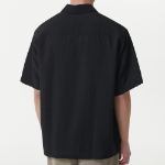 Musinsa Standard Relaxed Linen-Like Tunic Short Sleeve Shirt – Black