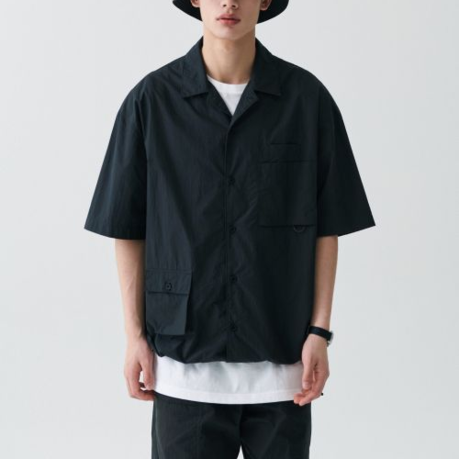 Musinsa Standard City Leisure CN Oversized Glasses Pocket Short Sleeve Shirt – Black