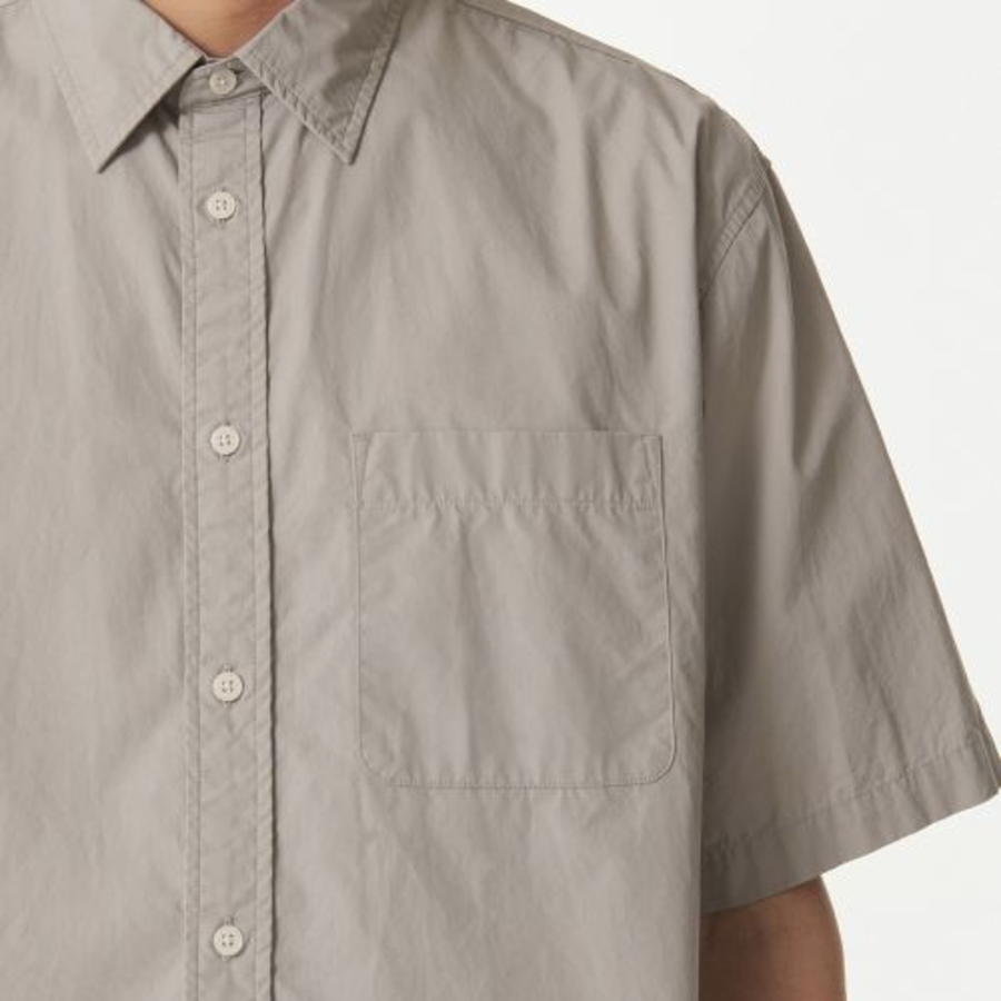 Musinsa Standard Relaxed Washed Poplin Short Sleeve Shirt – Light Beige