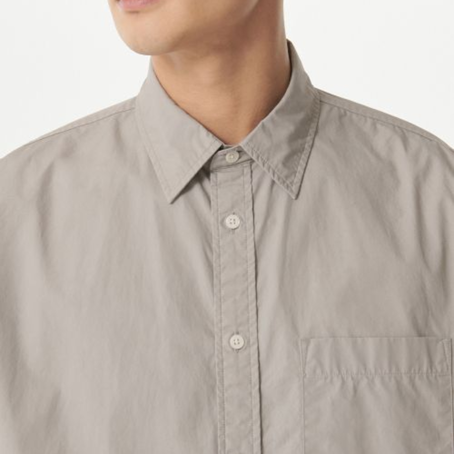 Musinsa Standard Relaxed Washed Poplin Short Sleeve Shirt – Light Beige