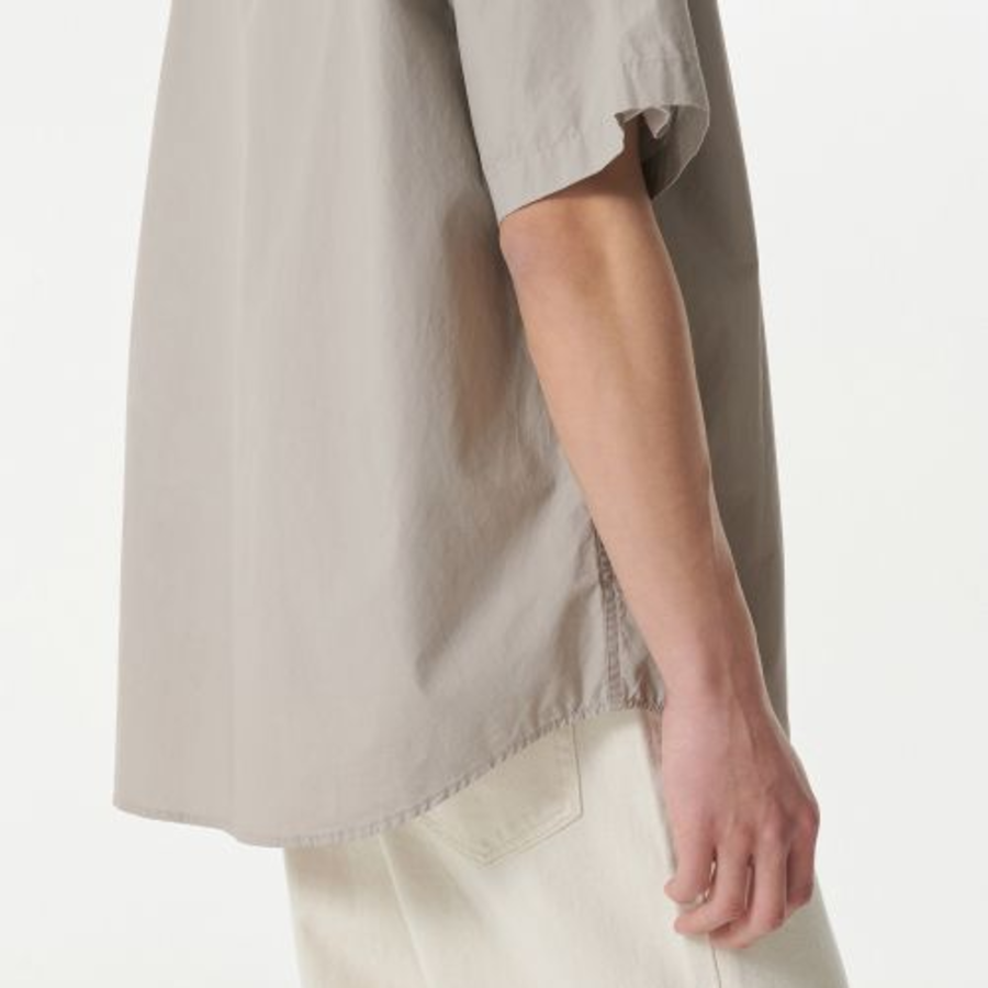 Musinsa Standard Relaxed Washed Poplin Short Sleeve Shirt – Light Beige