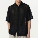 Musinsa Standard Relaxed Crochet Short Sleeve Shirt – Black