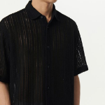 Musinsa Standard Relaxed Crochet Short Sleeve Shirt – Black