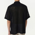 Musinsa Standard Relaxed Crochet Short Sleeve Shirt – Black