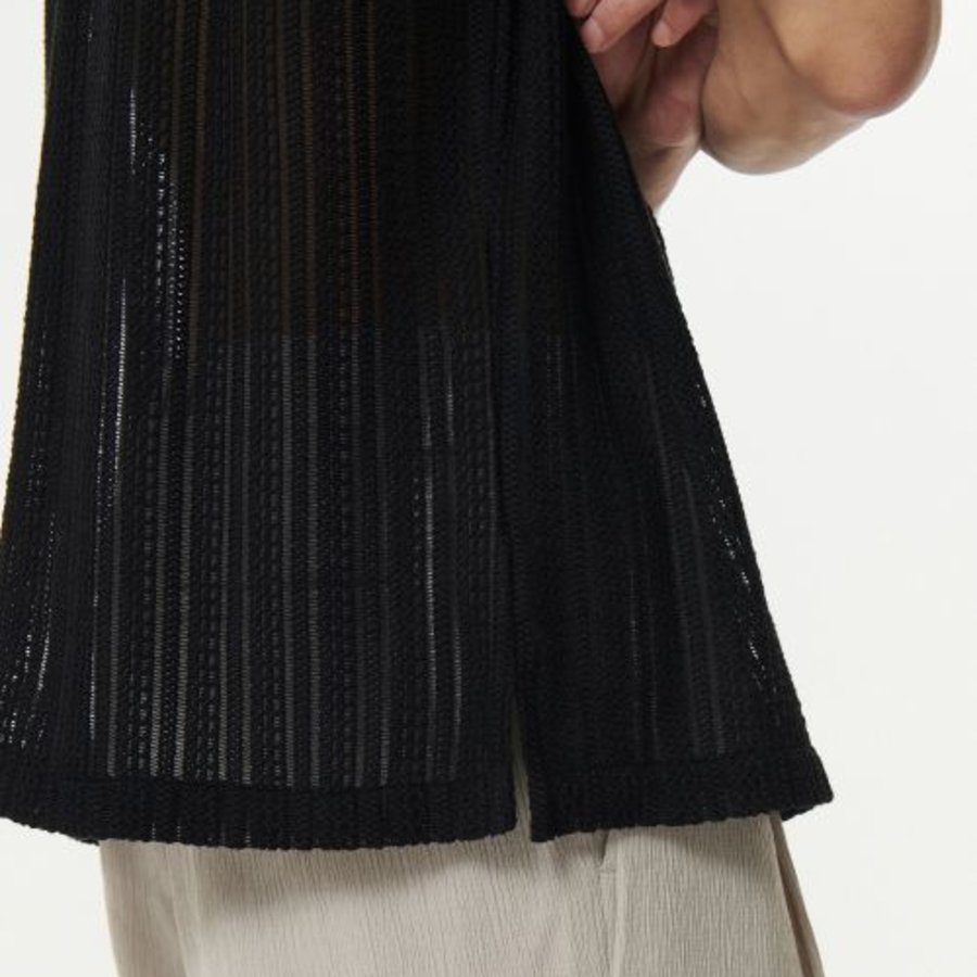 Musinsa Standard Relaxed Crochet Short Sleeve Shirt – Black