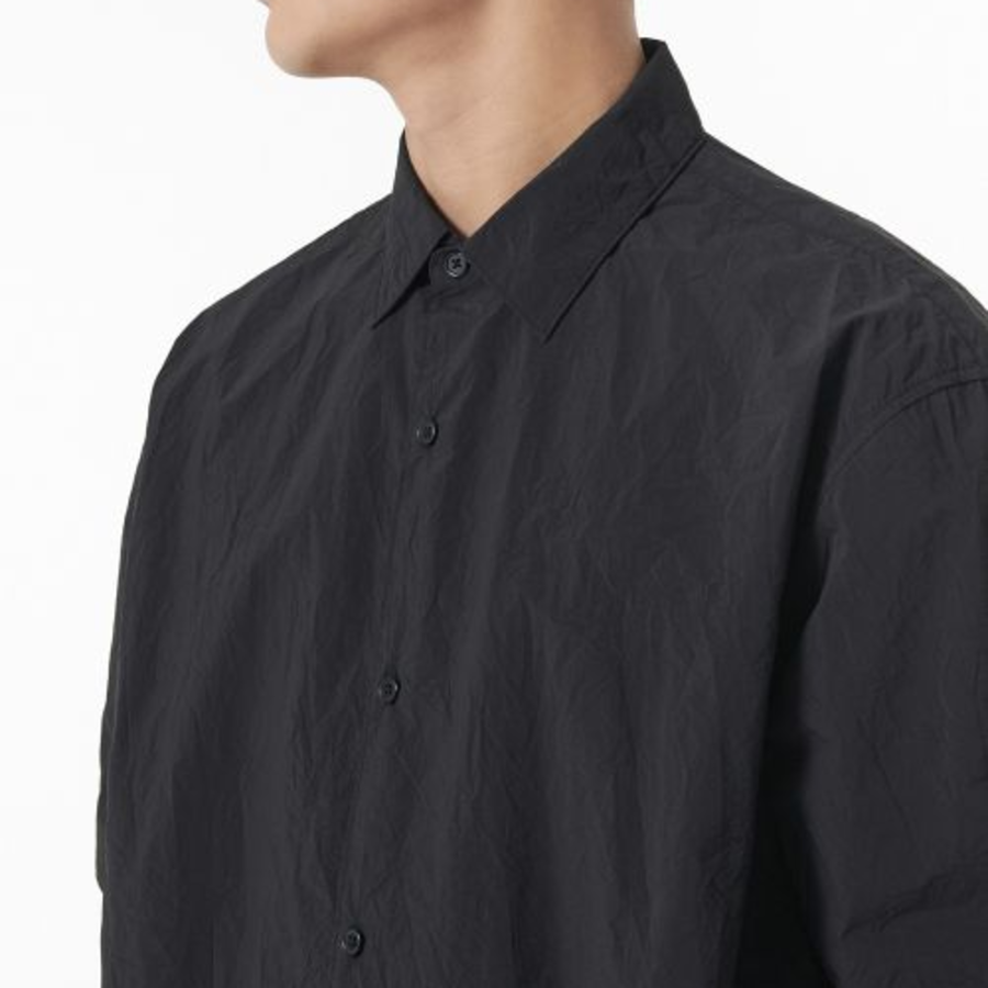 Musinsa Standard Relaxed Nylon Crinkle Short Sleeve Shirt – Black