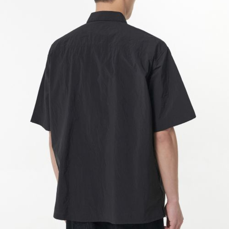 Musinsa Standard Relaxed Nylon Crinkle Short Sleeve Shirt – Black