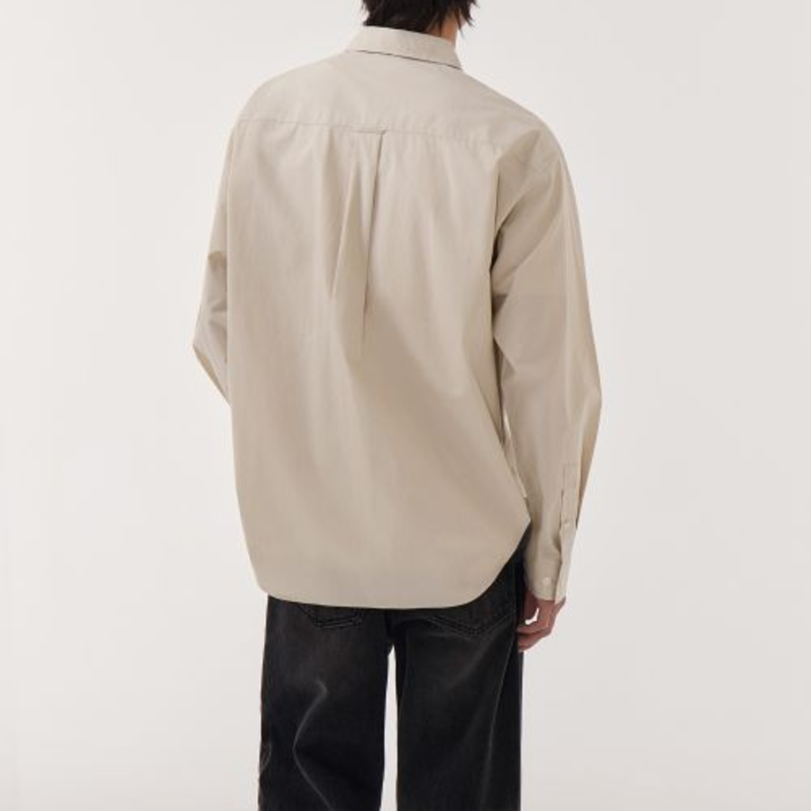 Musinsa Standard Relaxed Soft Poplin Officer Shirt – Light Beige