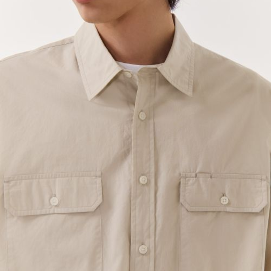 Musinsa Standard Relaxed Soft Poplin Officer Shirt – Light Beige